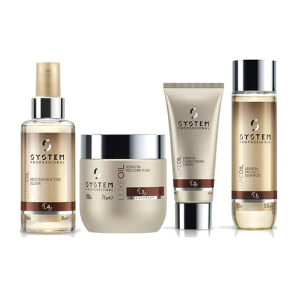 System Professional Luxeoil Keratin Protect Shampoo 250mL Conditioner 200ml Mask 200ml Elixir 100ml - Salon Warehouse