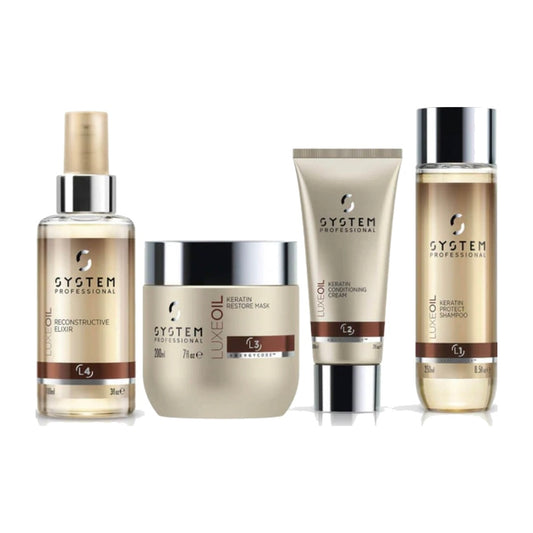 System Professional Luxeoil Keratin Protect Shampoo 250mL Conditioner 200ml Mask 200ml Elixir 100ml - Salon Warehouse
