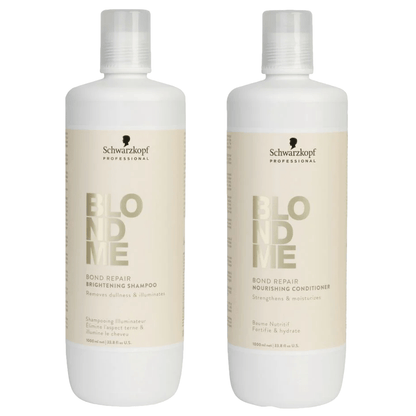 Schwarzkopf Professional Blondme Bond Repair Brightening Shampoo & Nourishing Conditioner 1000ml Duo - Salon Warehouse 