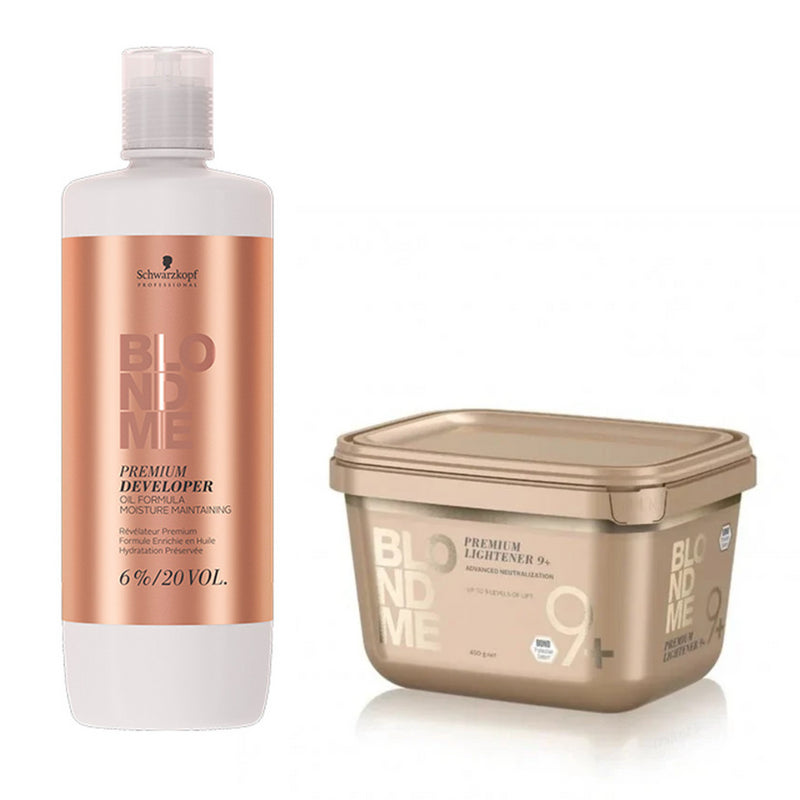 Schwarzkopf Professional Blondme Premium Developer 6%- 20Vol 900ml & Premium Lightener 450g Duo - Salon Warehouse