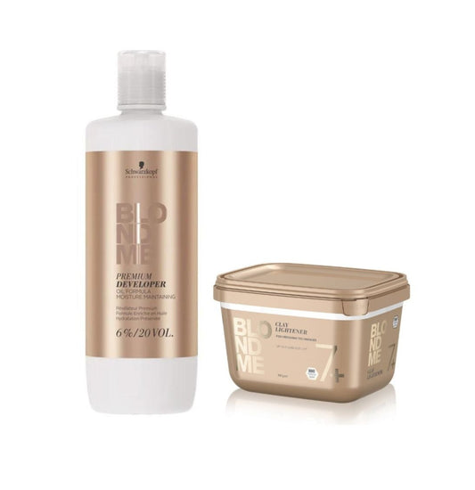 Schwarzkopf Professional BlondMe Clay lightener 350g & Schwarzkopf Professional BlondMe Premium Oil Developer 6% - 20vol 900ml Duo