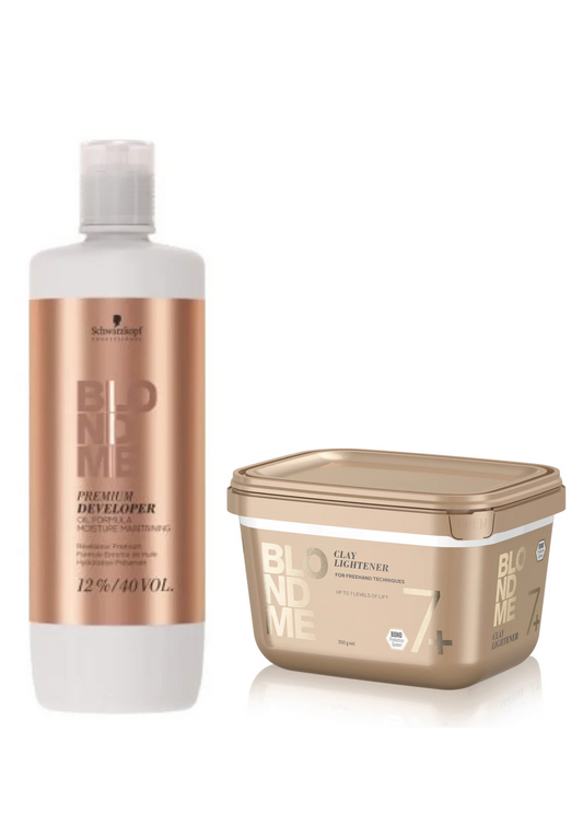 Schwarzkopf Professional BlondMe Clay lightener 350g & Schwarzkopf BlondMe Premium Oil Developer 12% - 20vol 900ml Duo - Salon Warehouse 