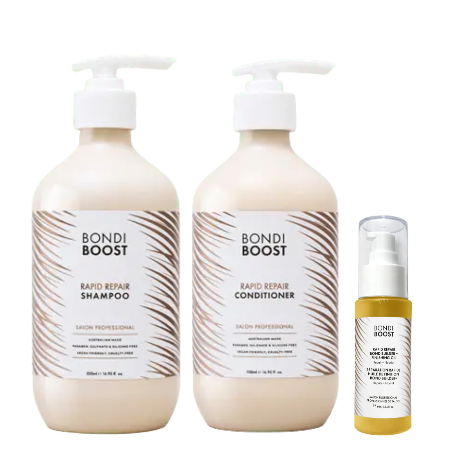 Bondi Boost Rapid Repair Bond Builder Shampoo & Conditioner 500ml & Finishing Oil 60ml Trio - Salon Warehouse