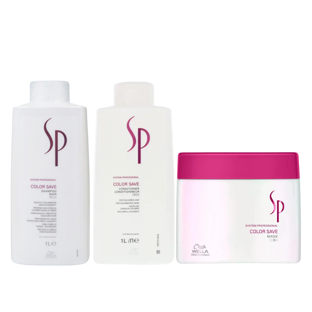 Wella SP Color Save Shampoo, Conditioner 1000ml & Mask 400ml Basin Pack Trio - Salon Warehouse