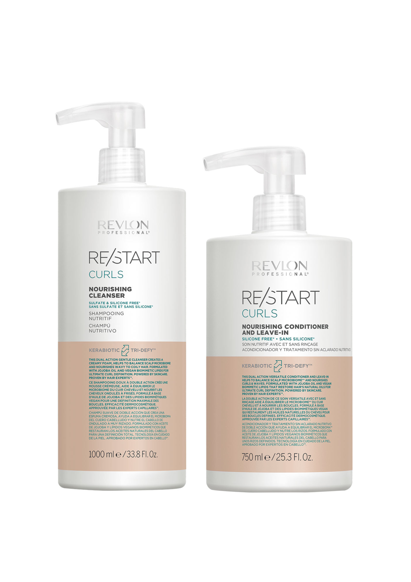 Revlon Re/Start Curls Nourishing Cleanser 1000ml & Leave-In Conditioner 750ml Duo - Salon Warehouse