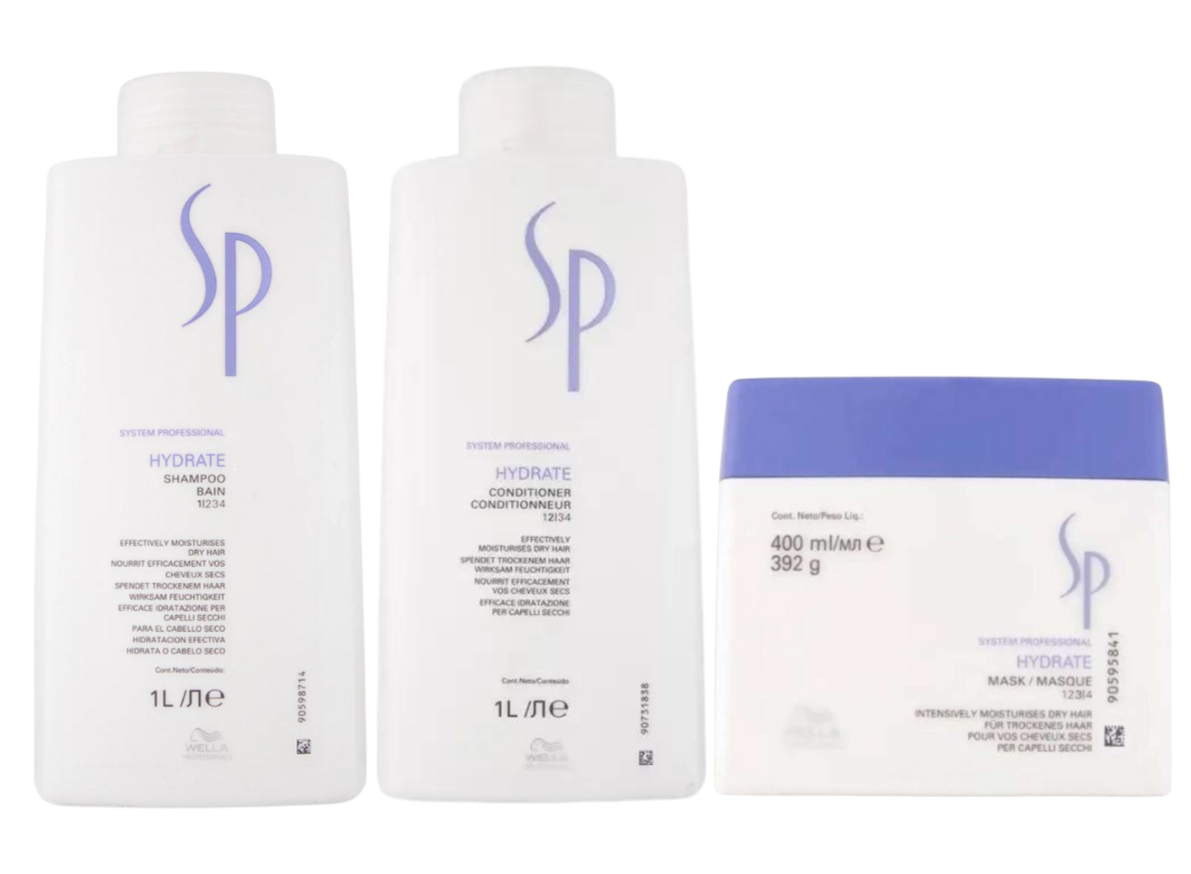 Wella SP Hydrate Shampoo, Conditioner 1000ml & Mask 400ml Basin Pack Trio - Salon Warehouse