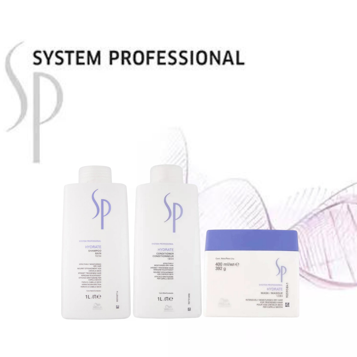 Wella SP Hydrate Shampoo, Conditioner 1000ml & Mask 400ml Basin Pack Trio - Salon Warehouse