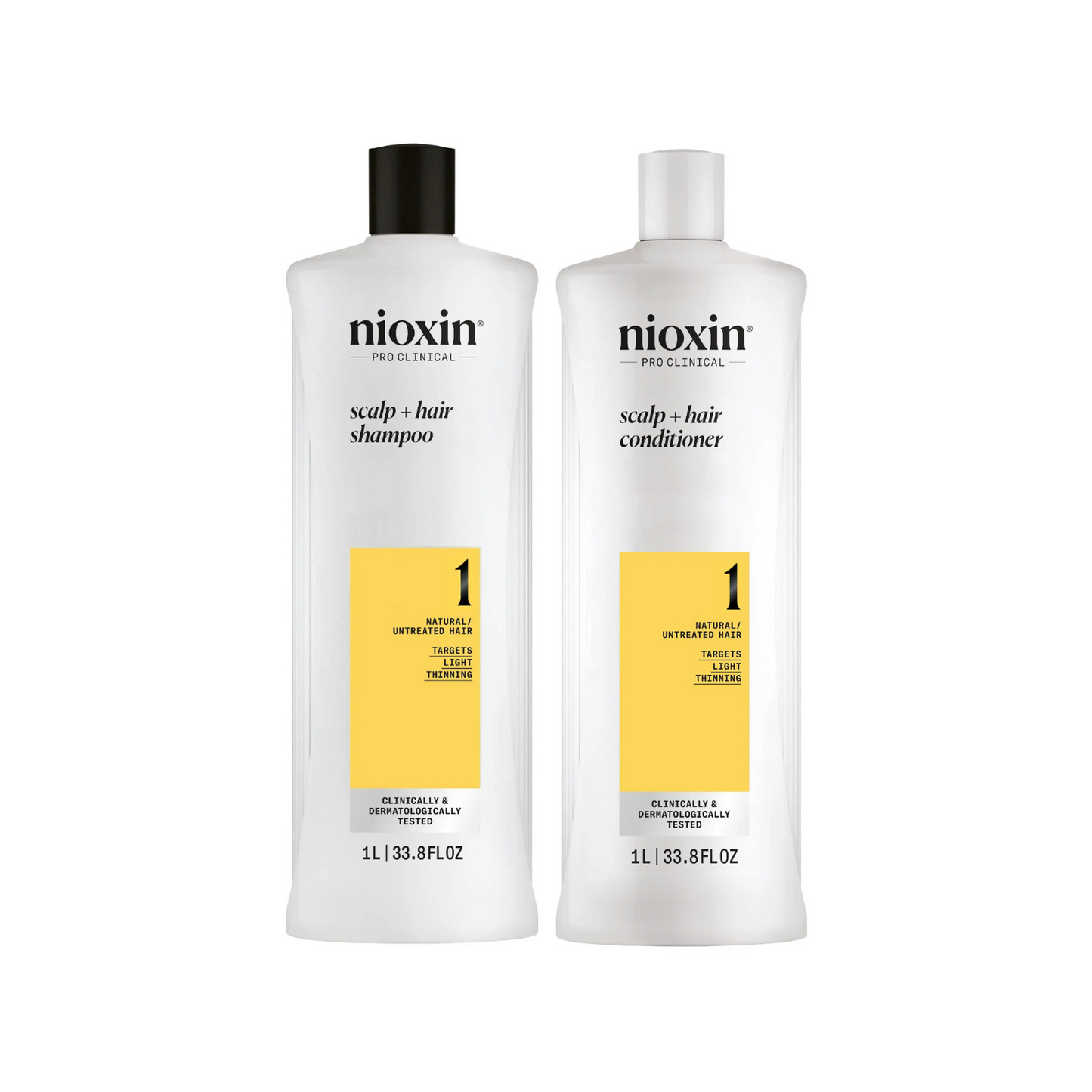 Nioxin PRO CLINICAL Scalp + Hair Thickening System 1 Shampoo & Conditioner 1000ml Duo - Salon Warehouse