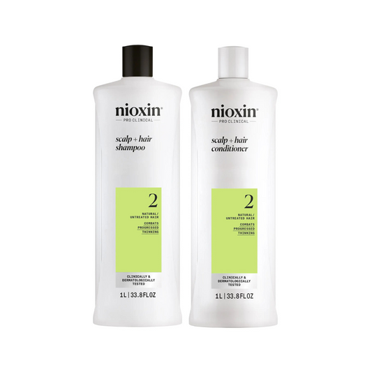 Nioxin PRO CLINCAL Scalp + Hair Thickening System 2 Shampoo & Conditioner 1000ml Duo - Salon Warehouse