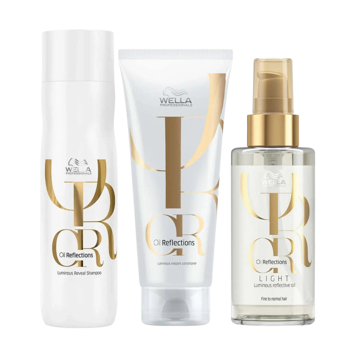 Wella Professionals Oil Reflections Luminous Shampoo, Conditioner & Light Reflective Oil Trio Pack - Salon Warehouse