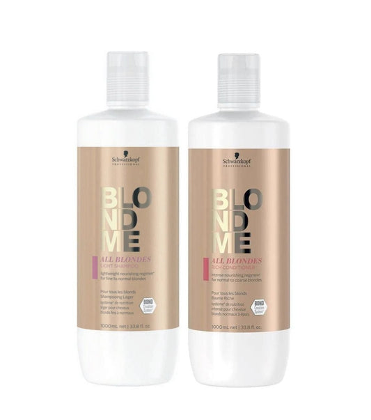 Schwarzkopf Professional Blondeme All Blondes Light Shampoo & Rich Conditioner 1000ml Duo - Salon Warehouse