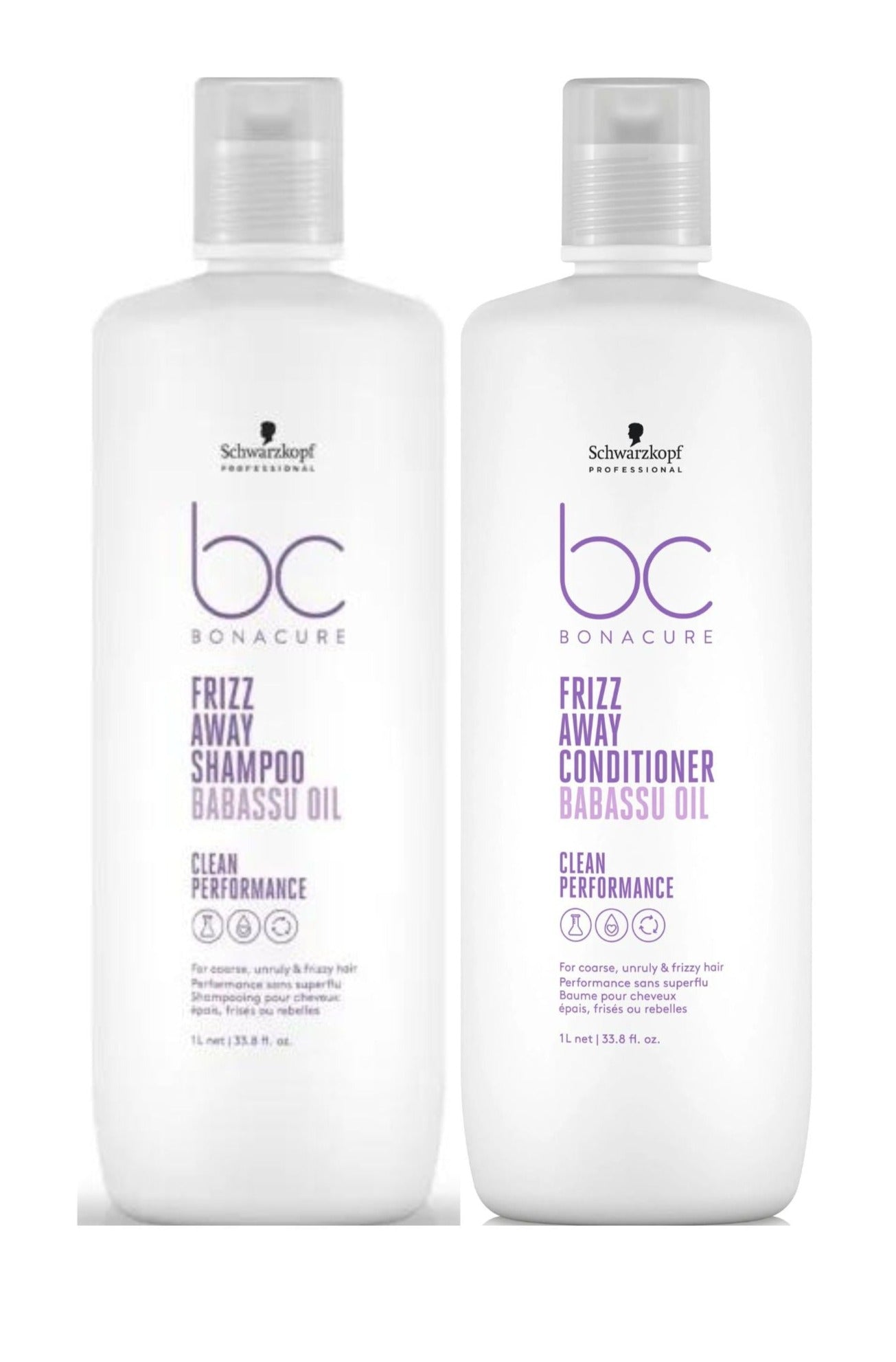 Schwarzkopf Professional Bc Bonacure Clean Performance Frizz-Away Shampoo  & Conditioner 1000ml Duo - Salon Warehouse