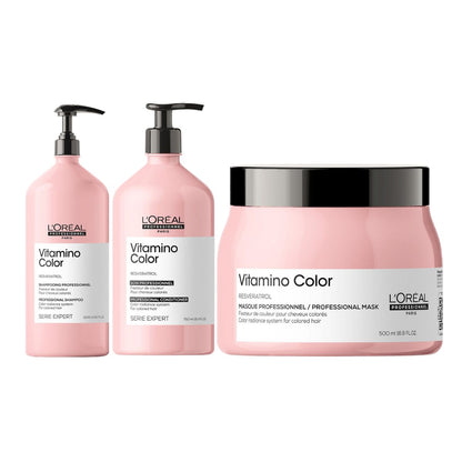 L'Oréal Professionnel Serie Expert Vitamino Color Shampoo, Conditioner & Mask Trio Pack Large - Salon Warehouse