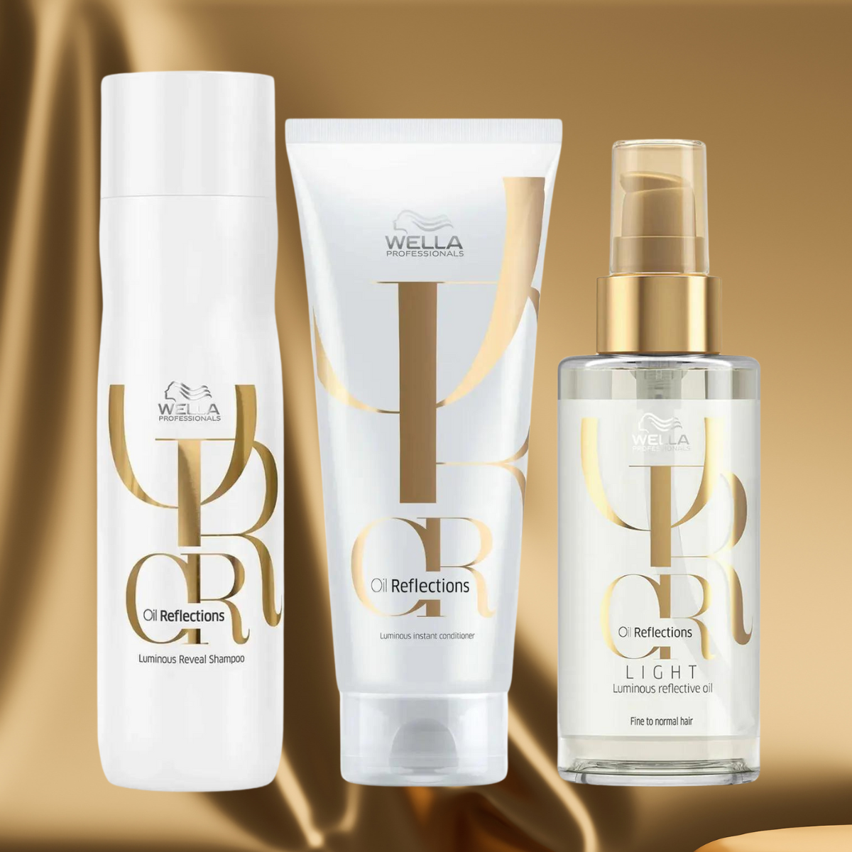 Wella Professionals Oil Reflections Luminous Shampoo, Conditioner & Light Reflective Oil Trio Pack - Salon Warehouse