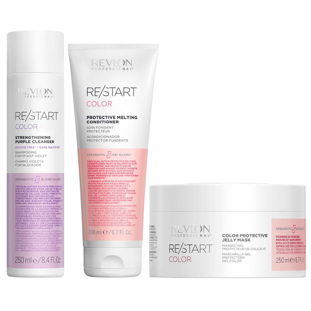 Revlon Professional RE/START Strengthening Purple Cleanser, Color Protective Melting Conditioner & Jelly Mask Trio - Salon Warehouse