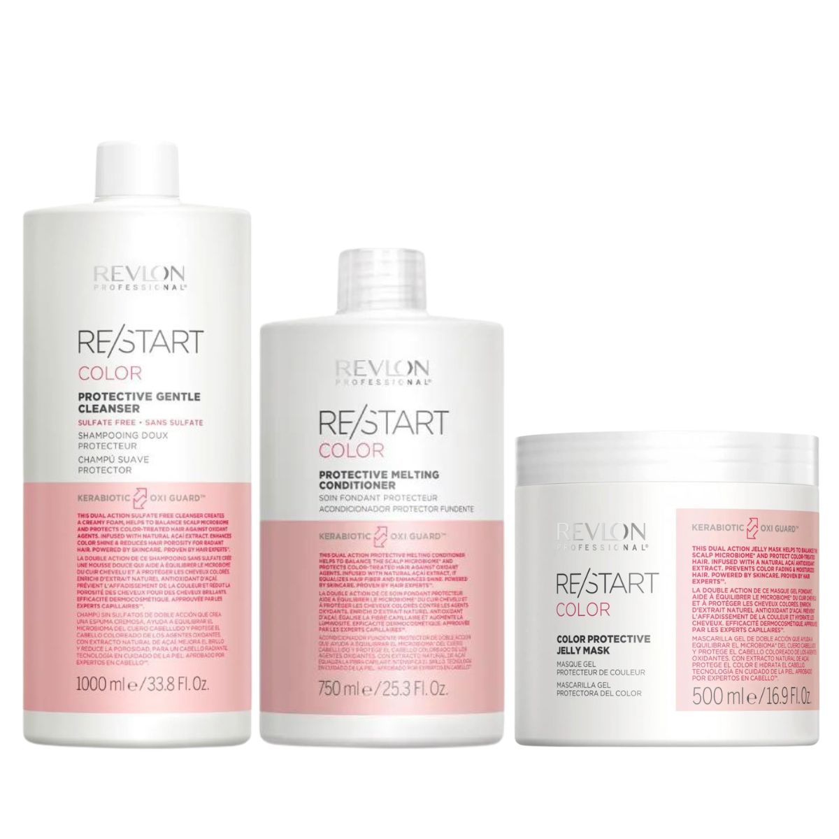 Revlon Professional RE/START Color Protective Gentle Cleanser, Melting Conditioner & Mask Trio Large - Salon Warehouse