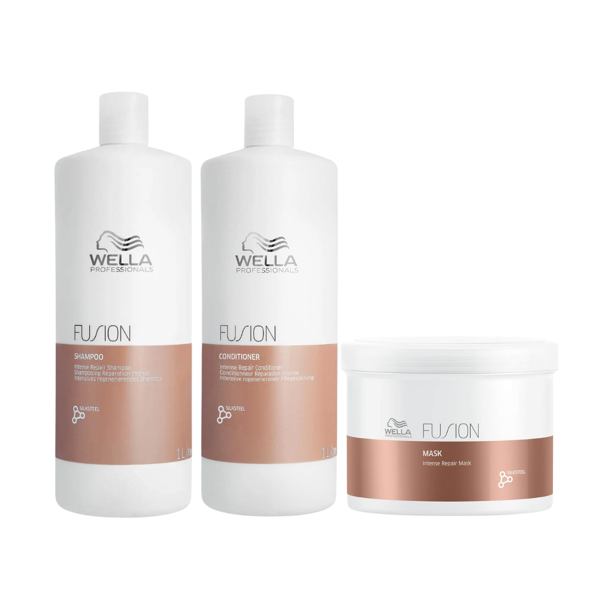 Wella Fusion Shampoo & Conditioner 1000ml & Mask 500ml Trio