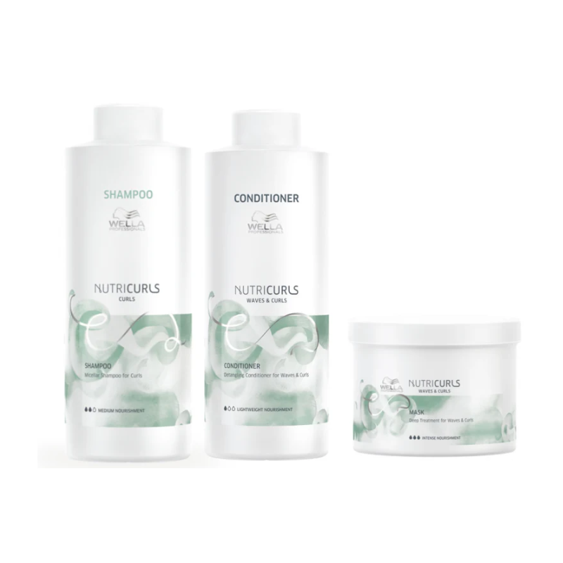 Wella Nutricurls Shampoo, Conditioner & Mask Trio Large