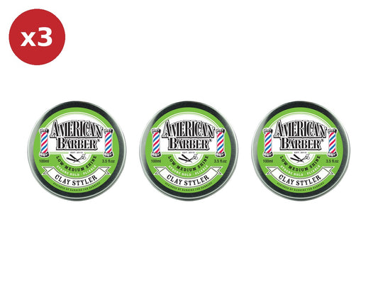 American Barber Clay Styler 100ml 3 Pack