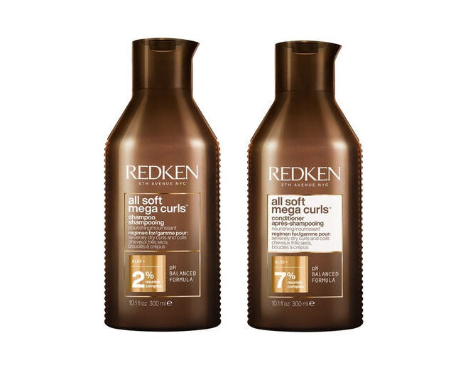 Redken All Soft Mega Curls Shampoo & Conditioner 300ml Duo- Salon Warehouse