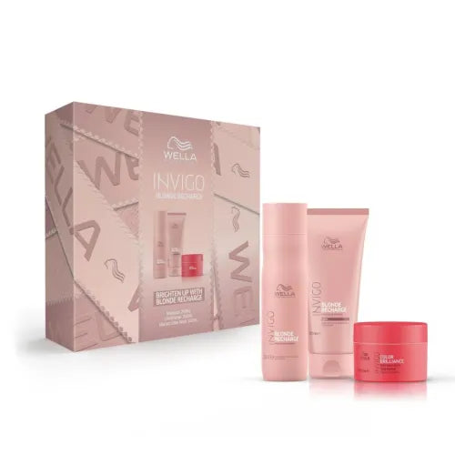 Wella Professionals Invigo Blonde Recharge Shampoo, Conditioner & Mask Trio Gift Pack - Salon Warehouse