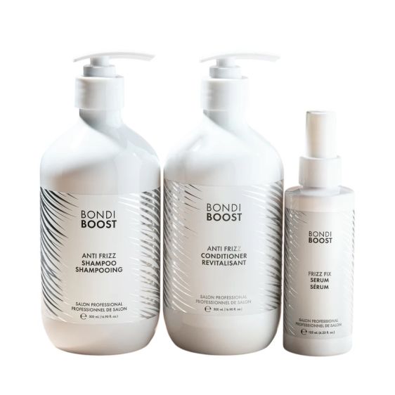 BondiBoost Anti-Frizz Shampoo 500ml, Conditioner 500ml & Serum 125ml Trio