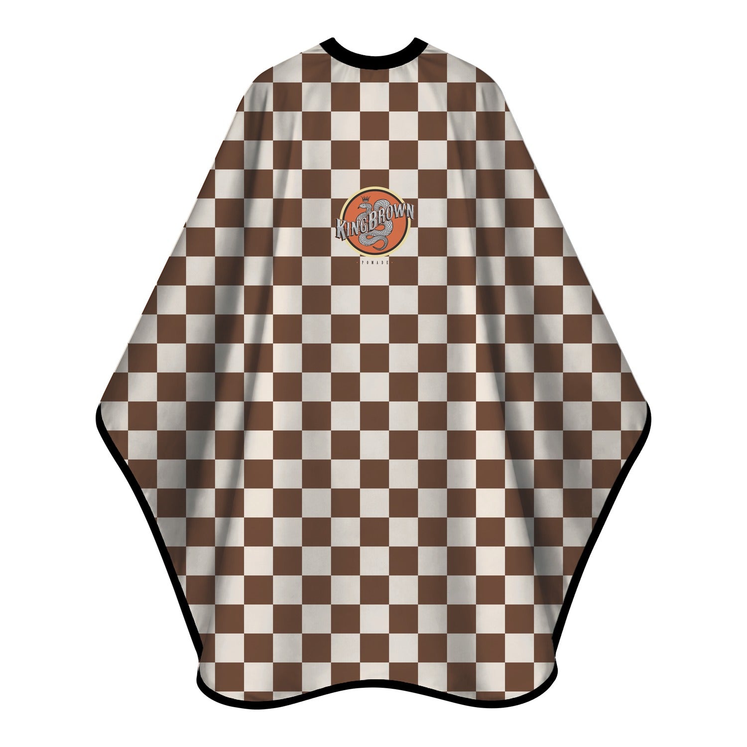 KING BROWN Check #2 Cape - brown and cream checkerboard barber cutting cape