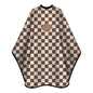 KING BROWN Check #2 Cape - brown and cream checkerboard barber cutting cape