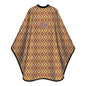 KING BROWN Trippin Cape - retro 70s wave print barber cutting cape in brown, gold and tan