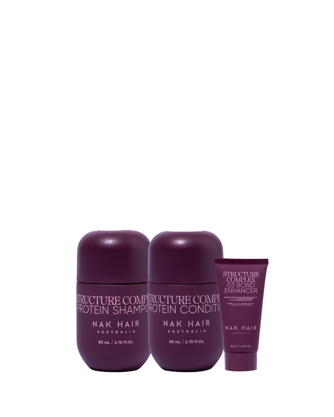 NAK Signature Structure Complex Protein Shampoo & Conditioner 80ml + Structure Complex No.3 Bond Enhancer 50ml Trio NEW