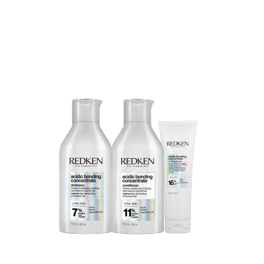 Redken Acidic Bonding Concentrate Shampoo 300ml, Conditioner 300ml & 5-Minute Mask 250ml Trio