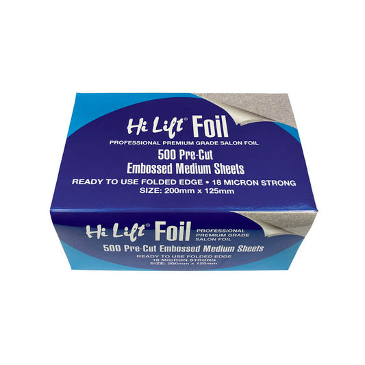 Hi Lift Foil 500 Pre Cut Folded Sheets - Medium - 18 Micron  Silver - Salon Warehouse