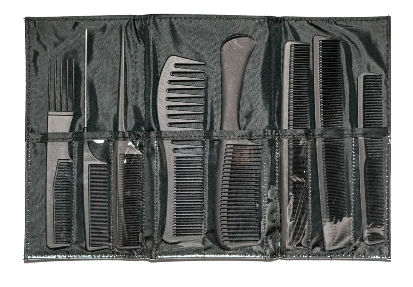 Black Carbon Fibre Comb Set with Bag 9pc - Salon Warehouse