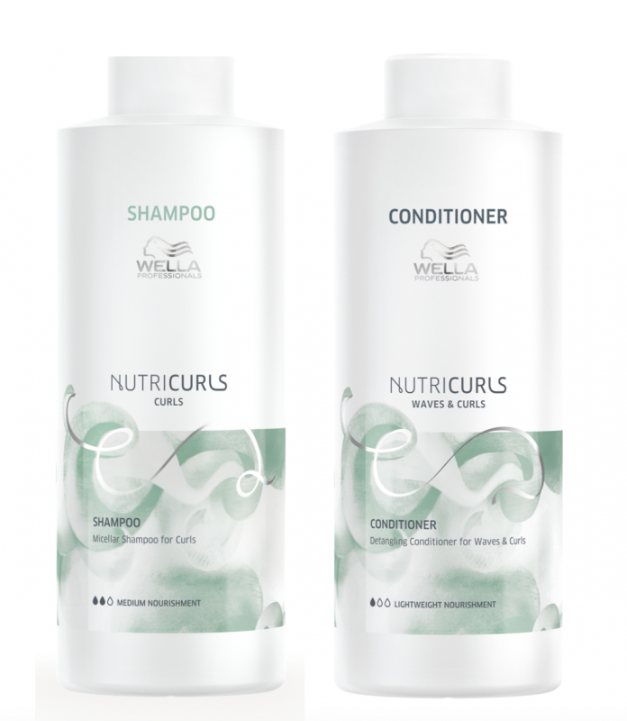 Wella Nutricurls Curls 1000ml Duo, Curls Shampoo And Detangling Conditioner - Salon Warehouse