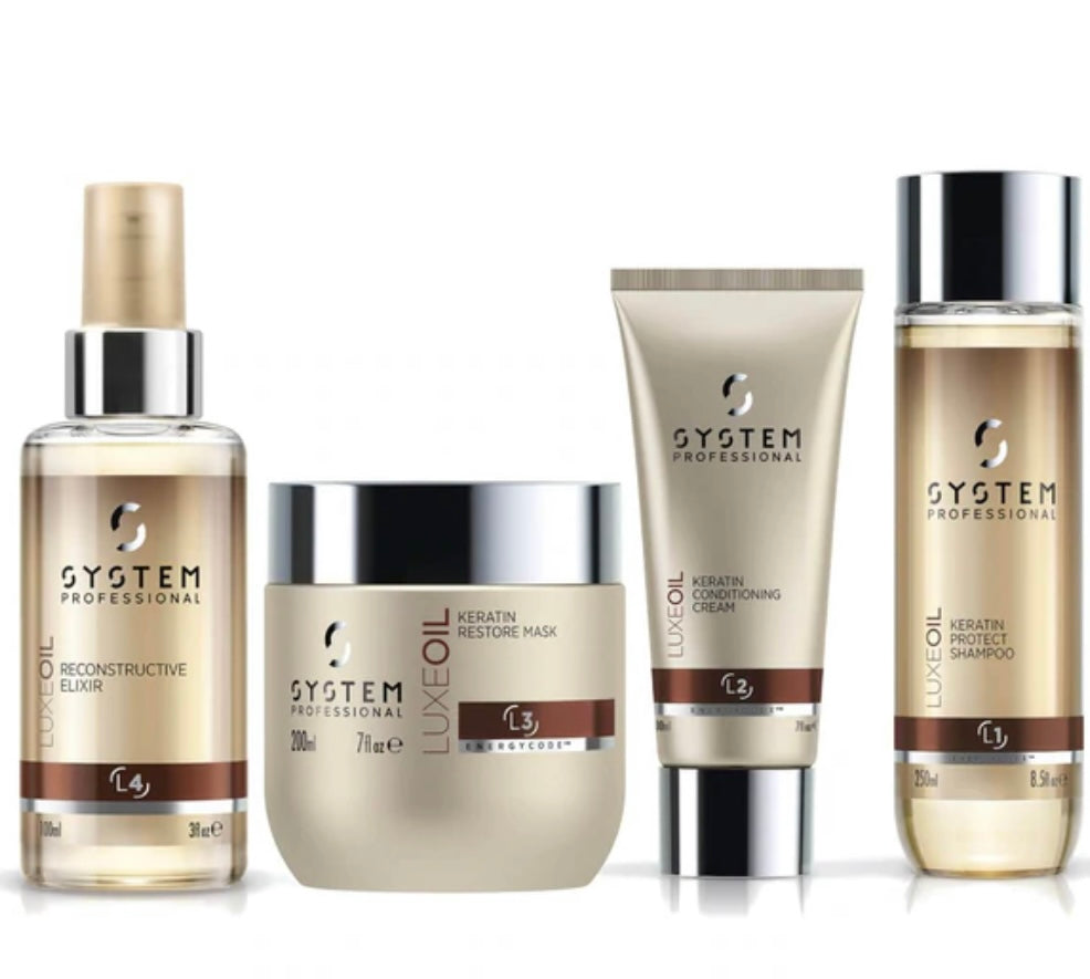 System Professional Luxeoil Keratin Protect Shampoo 250mL Conditioner 200ml Mask 200ml Elixir 100ml - Salon Warehouse