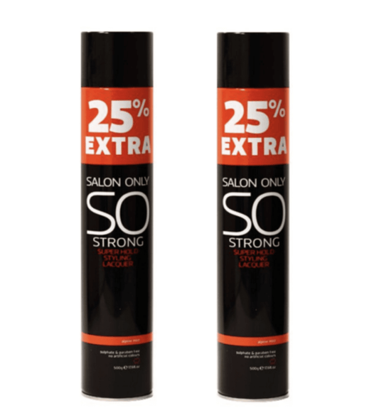 Salon Only SO Strong Super Hold Styling Lacquer 500ml Duo - Salon Warehouse