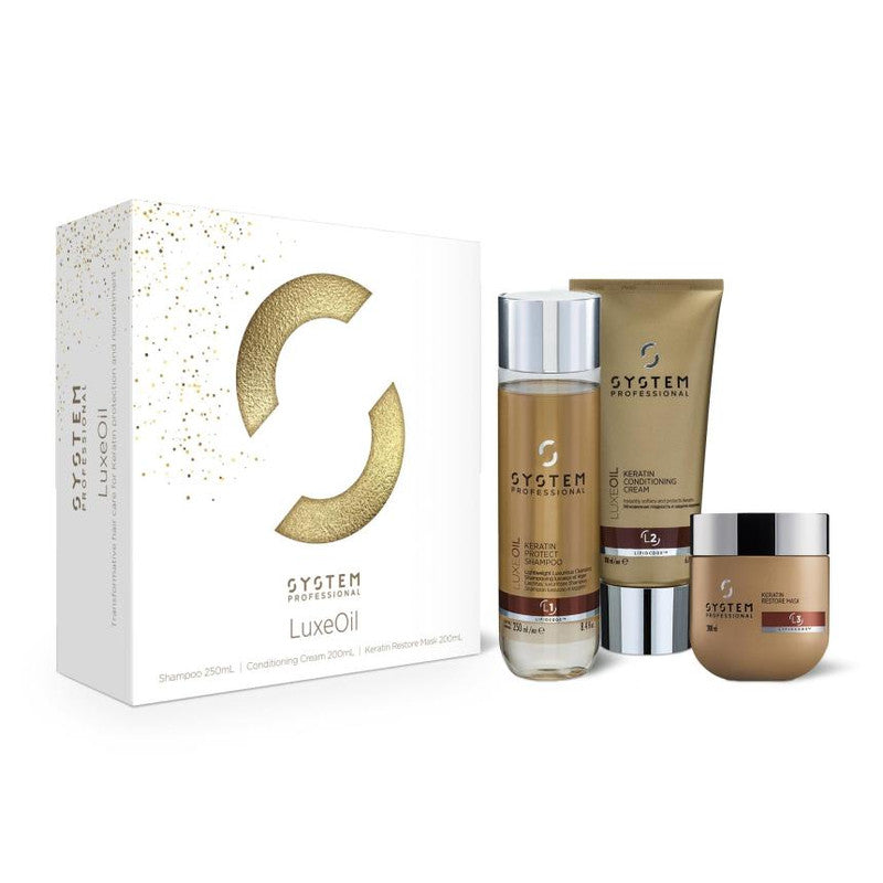 Wella System Professional LuxeOil Trio Xmas Pack - Shampoo, Conditioner & Mask - Salon Warehouse