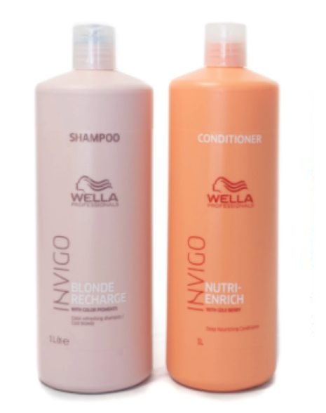 Wella INVIGO Blonde Recharge & Nutri-Enrich Conditioner 1 Litre Duos - Salon Warehouse